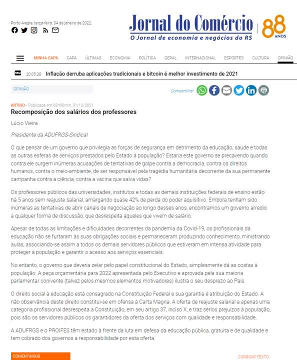 Recomposição dos salários dos professores