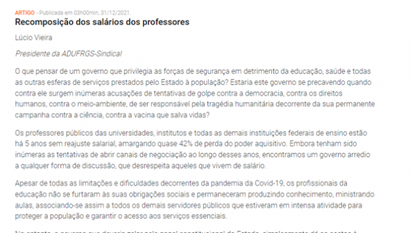 Recomposição dos salários dos professores