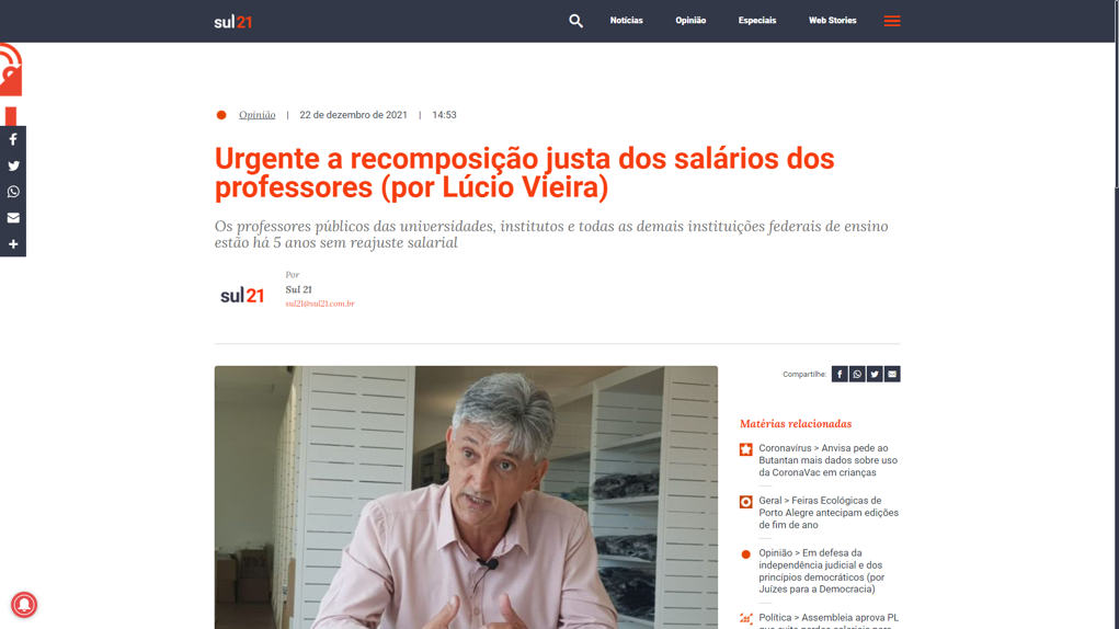 Urgente a recomposição justa dos salários dos professores (por Lúcio Vieira)