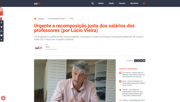 Urgente a recomposição justa dos salários dos professores (por Lúcio Vieira)