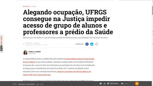 Alegando ocupação, UFRGS consegue na Justiça impedir acesso de grupo de alunos e professores a prédio da Saúde