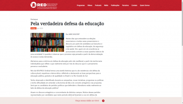 Artigo: Pela verdadeira defesa da educação