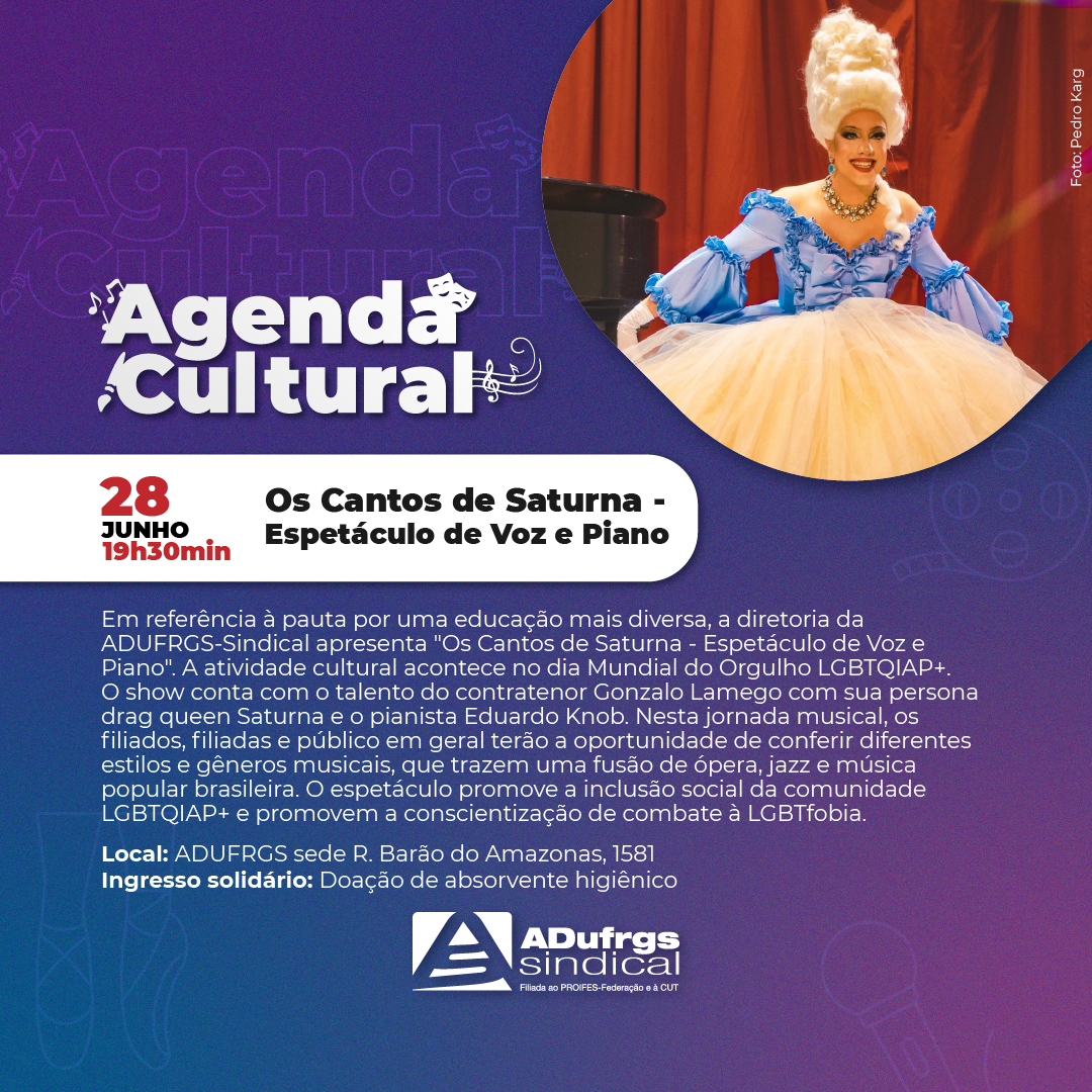 28 de junho, Dia Mundial do Orgulho LGBTQIAP+: ADUFRGS-Sindical apresenta