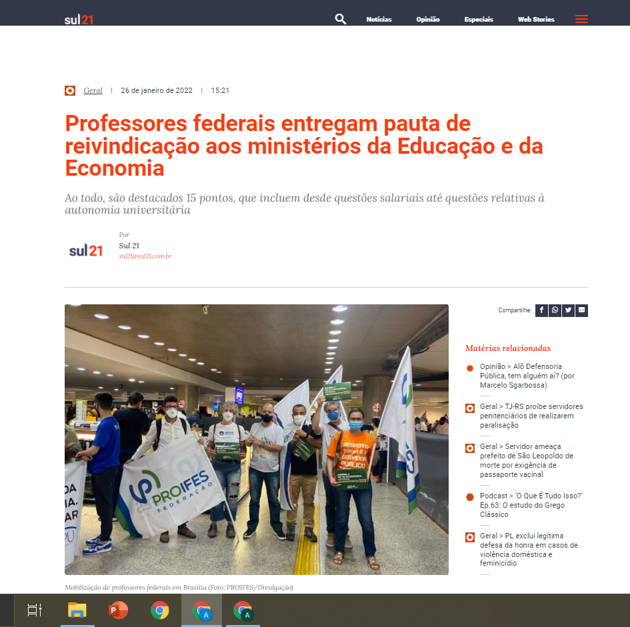 Professores federais entregam pauta de reivindicação aos ministérios da Educação e da Economia